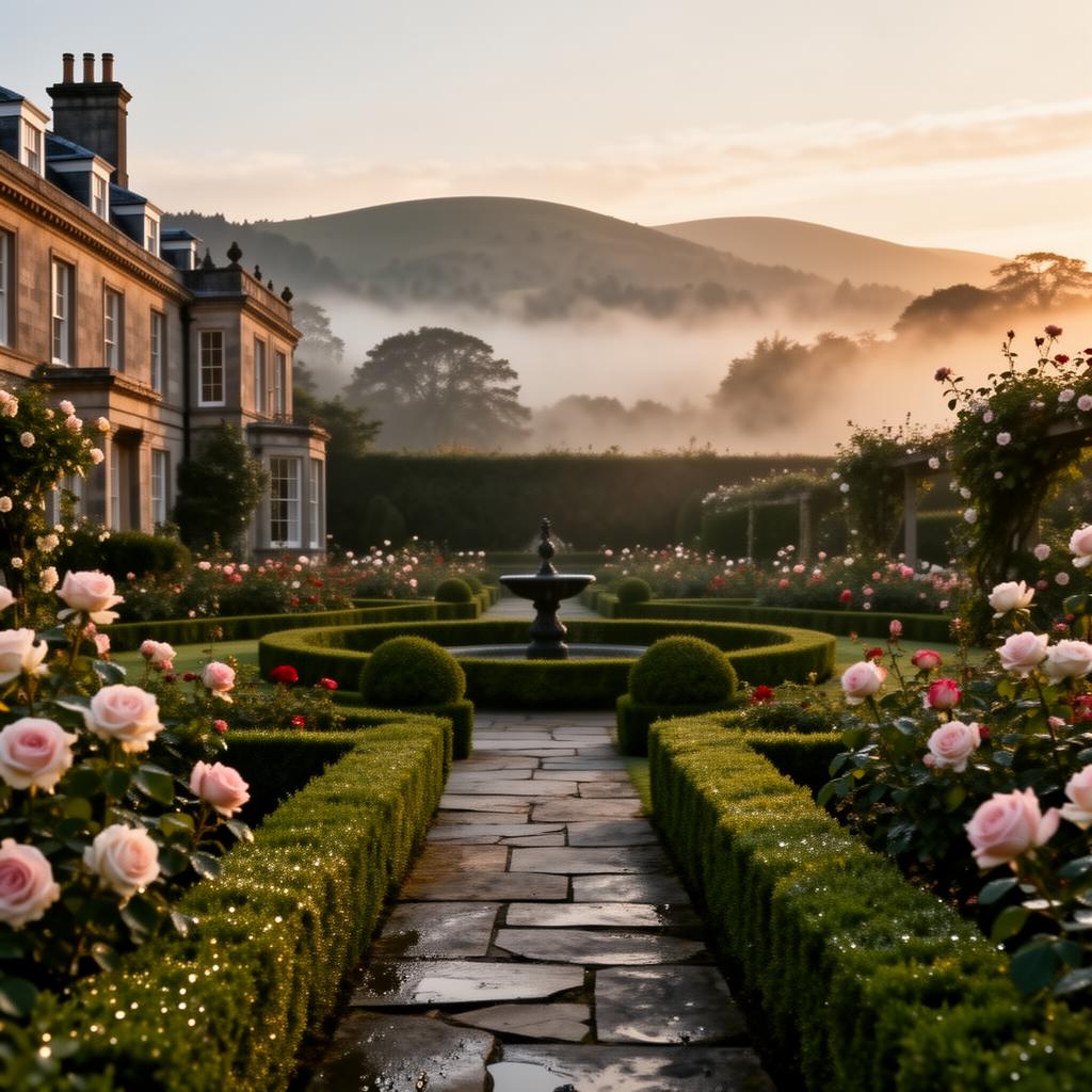 Manicured English gardens at Pedro Barn Hotel